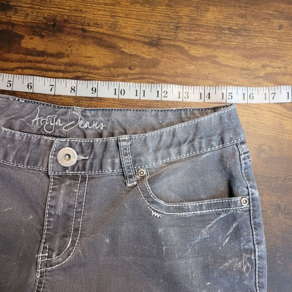 Ariya Jeans Size 12 Low Rise Skinny Gray Wash Ripped Distressed Stretch Denim - Picture 5 of 10